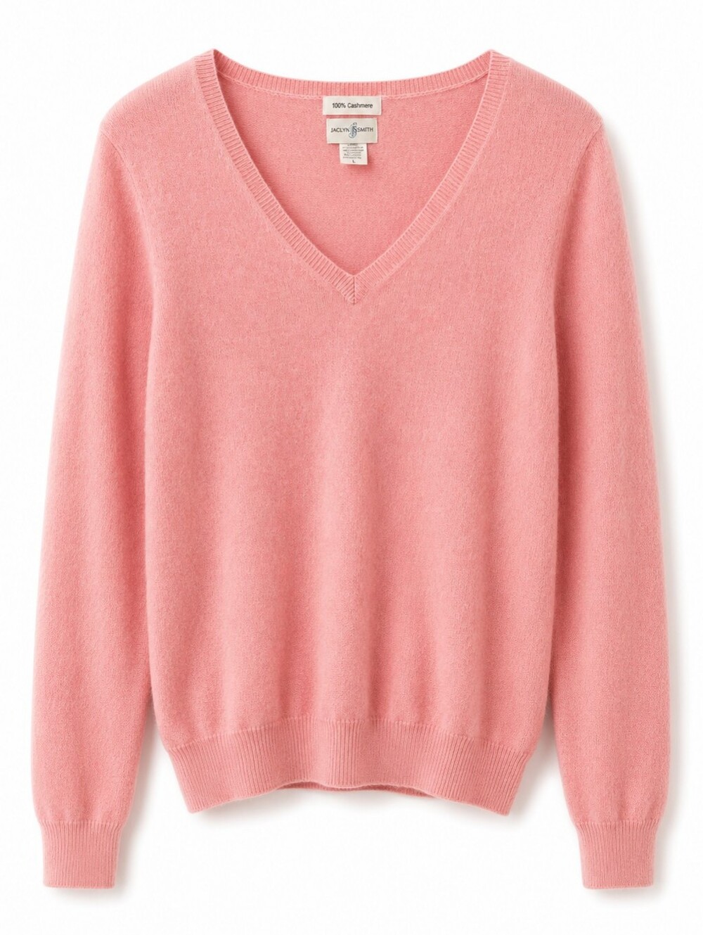 Jaclyn Smith 100% Cashmere Baby Pink Sweater, L, Quiet Luxe, Minimalist